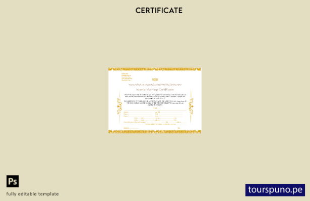 listo para imprimir plantilla de certificado de matrimonio islámico del centro d